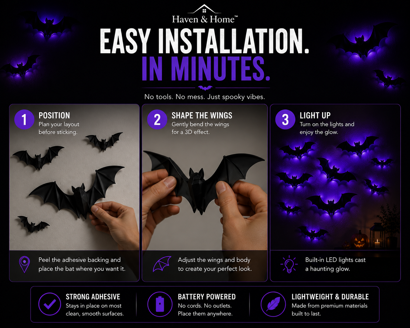 Haunted Haven™ Glowing Bats