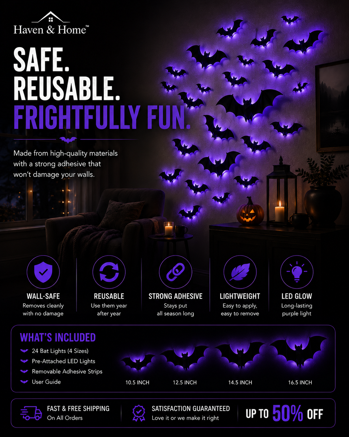 Haunted Haven™ Glowing Bats